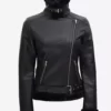 Womne's Agnes Asymmetrical Black Shearling Top Leather Jackets