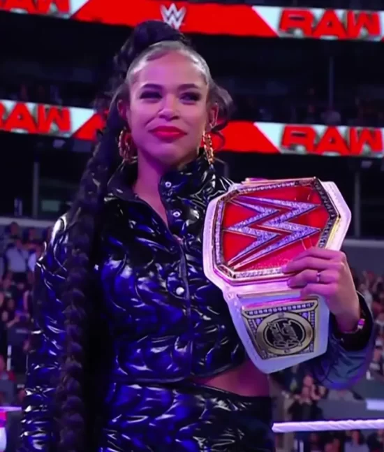 Wrestle Mania 39 – Bianca Belair Black Quilted Top Leather Jacket