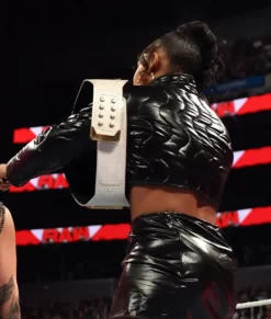 Wrestle Mania 39 – Bianca Belair Black Quilted Leather Jacket
