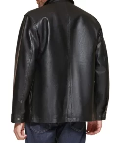 Xavier Men’s Black Boxy Relaxed Leather Trucker Jacket