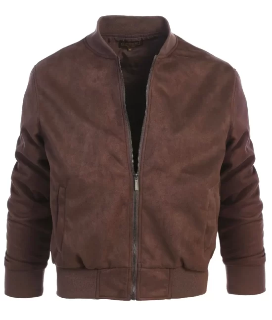 Zion Men’s Brown Warm Real Suede Bomber Jacket